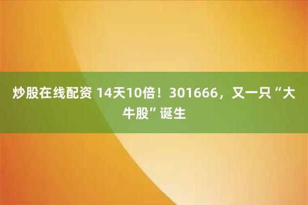 炒股在线配资 14天10倍！301666，又一只“大牛股”诞生